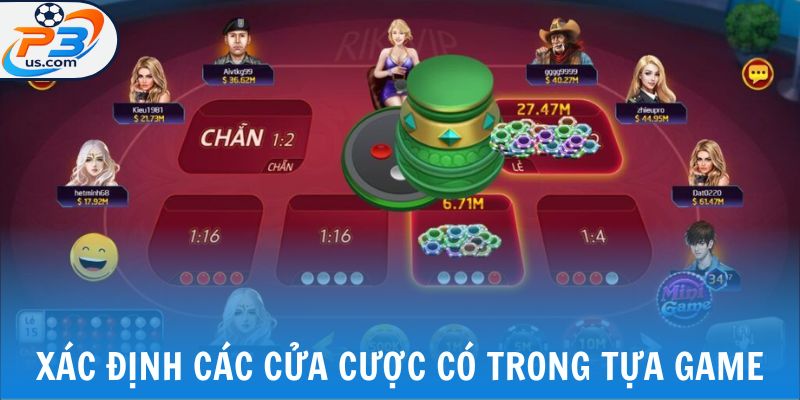 Xác định các cửa cược có trong tựa game